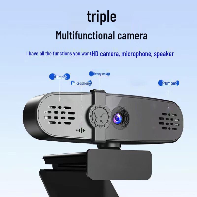 Three-in-One 2K Video Conferencing Camera with Dual Microphones