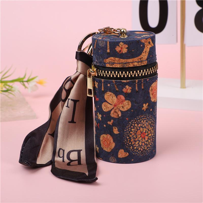 Vintage Wood Grain Kiss Lock Round Coin Purse - Multifunctional Fashion Pendant