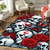 1pc Red Roses White Skulls Print, Design Indoor Area Rug - Soft, Anti-Slip, and Durable Gaming Room Decor for Bedroom, Living Room