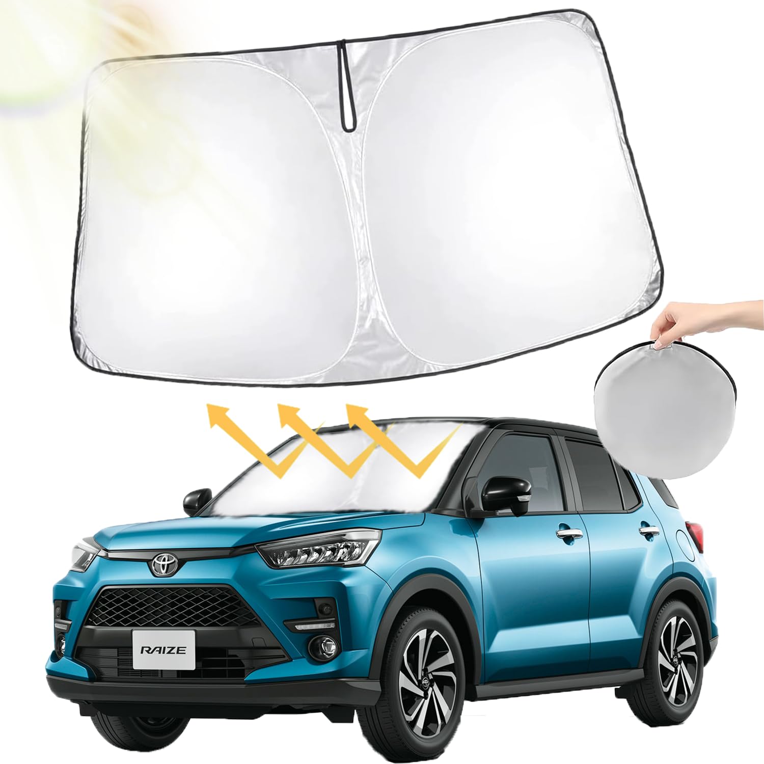 

Новейший и улучшенный Oricarmes Toyota Rise Солнцезащитный козырек на лобовое стекло Rise Затемняющий теплоизоляционный солнцезащитный козырек Сон в машине В комплекте сумка для хранения Rise