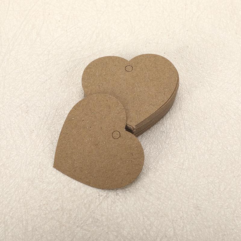 Heart-Shaped Cowhide Paper Blank Tag - Valentine's Day Red Label