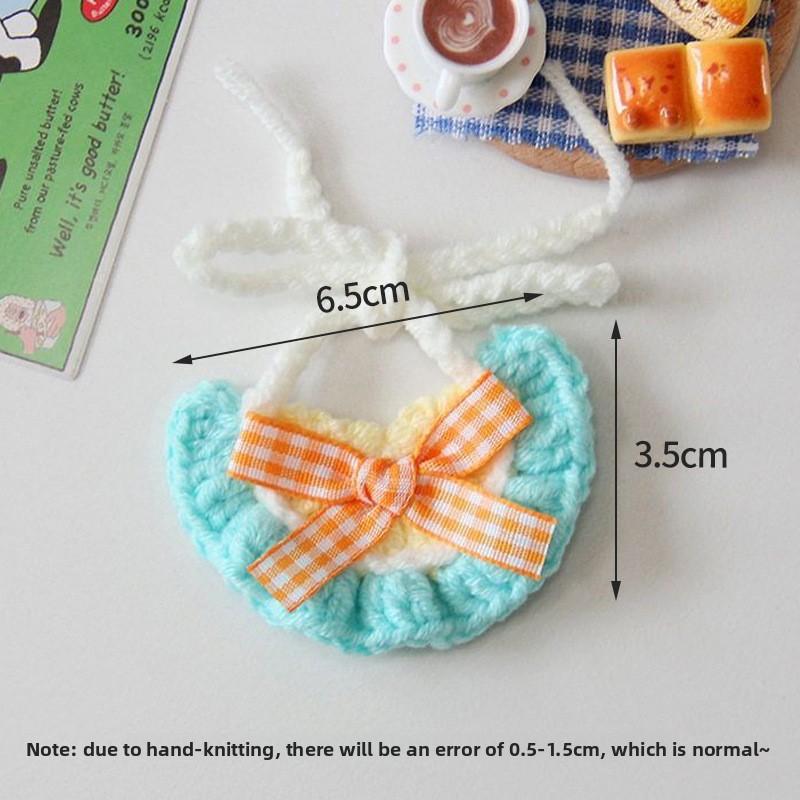 Pet Wet Towel with Cartoonish Cute Cat Pattern, Knitted Collar for Dogs, Dog Bib Wet Towel, Adjustable Elastic Straps