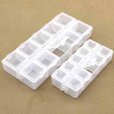 Aufbewahrungsbox aus Kunststoff mit 10 Gittern, rechteckigem Fach, für Ohrringe, Schmuck, Perlenbox, Behälter, Display-Aufbewahrungsbox