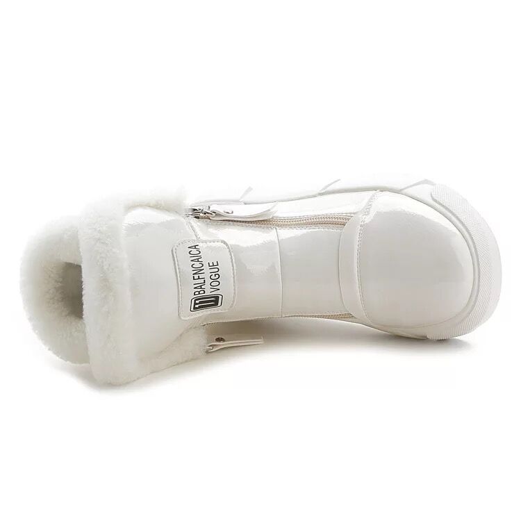 Waterproof Leather Snow Boots Woman Short Boots Women Long Plush Warm Ankle Booties Flat Footwear High Top Casual Sports Side Zipper Cotton Boots