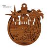 Warm Light Christmas Tree Ornaments 3D Wooden Up Ornament, Layered House Snowman Rustic Holiday Decorations Nativity Scene Hanging Decoration for Xmas