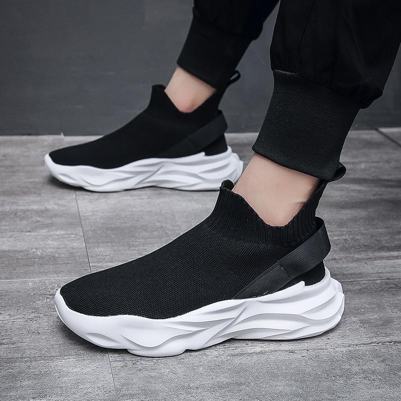 Flying Shoes Men's Shoes Summer Low-top Breathable Knitted Casual Shoes Free Socks Trendy Shoes Mesh Shoes Youth Spot