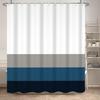 Striped Fabric Bathroom Shower Curtain-Modern Simple Polyester Waterproof Blue Grey Abstract Line Pattern With Hook
