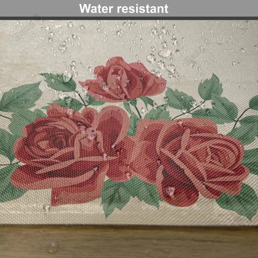 30x45CM Vintage Rose Place Mats Red Floral Dinning Room Afternoon Tea Washable Fabric Placemats for Dining Table
