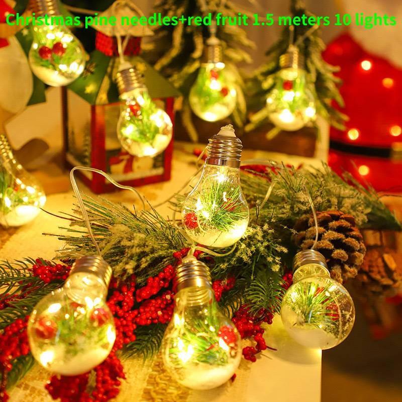 Christmas Tree Led Snow Globe Bulb String Lights For Indoor Outdoor White Warm