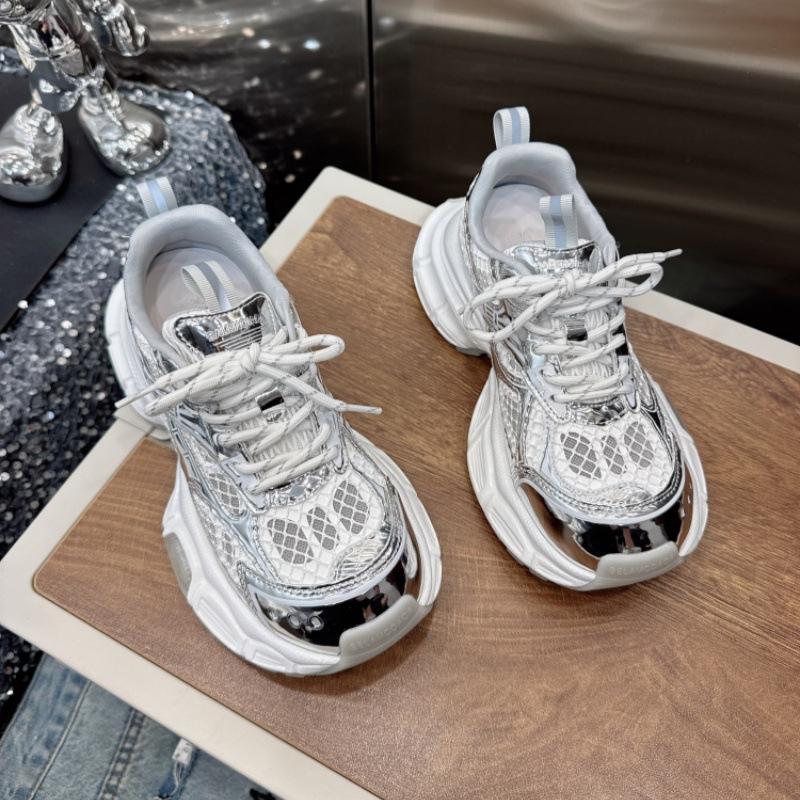 

Thick-soled heightened mesh breathable white dad shoes women s 2025 summer new versatile and thin casual running sneakers 40
