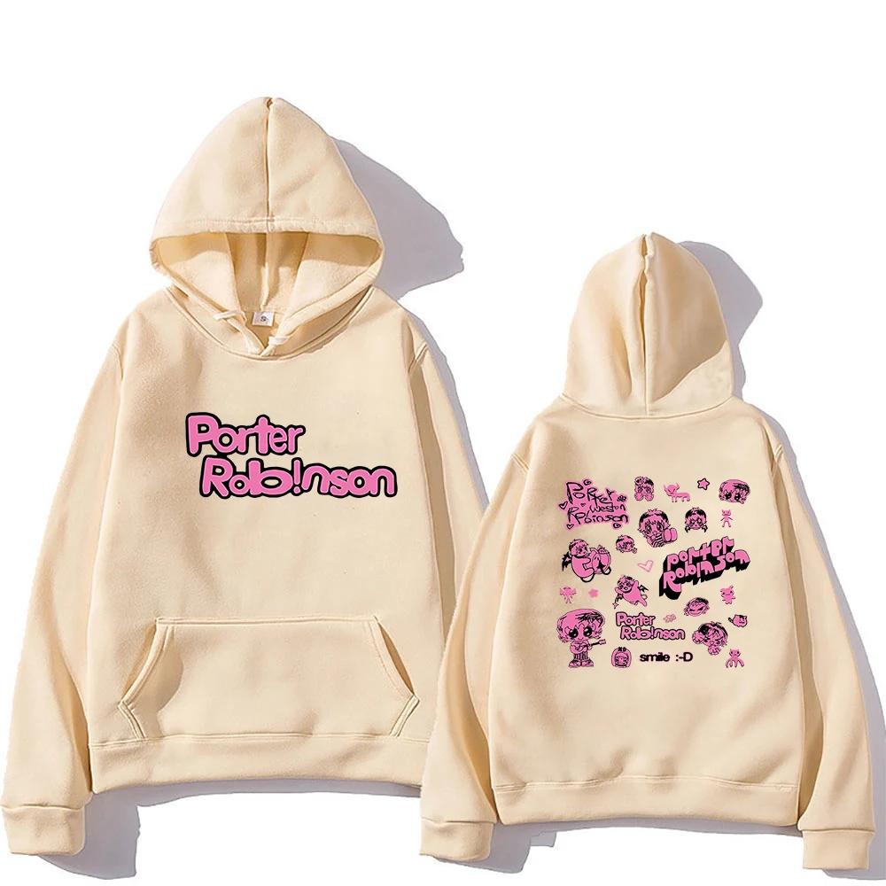 Porter Robinson Smile World Tour Hoodie 2024 – Lustiger Hoodie für Damen und Herren im Harajuku-Stil, Unisex-Winter-Fleece-Pullover