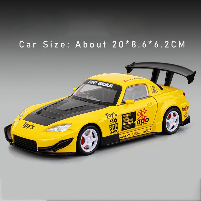 1:22 R34 993 S2000 Miniaturmodell Spielzeug Druckgussauto Vierradaufhängung Vorderradlenkung Tür geöffnet Fahrzeug Heimdekoration