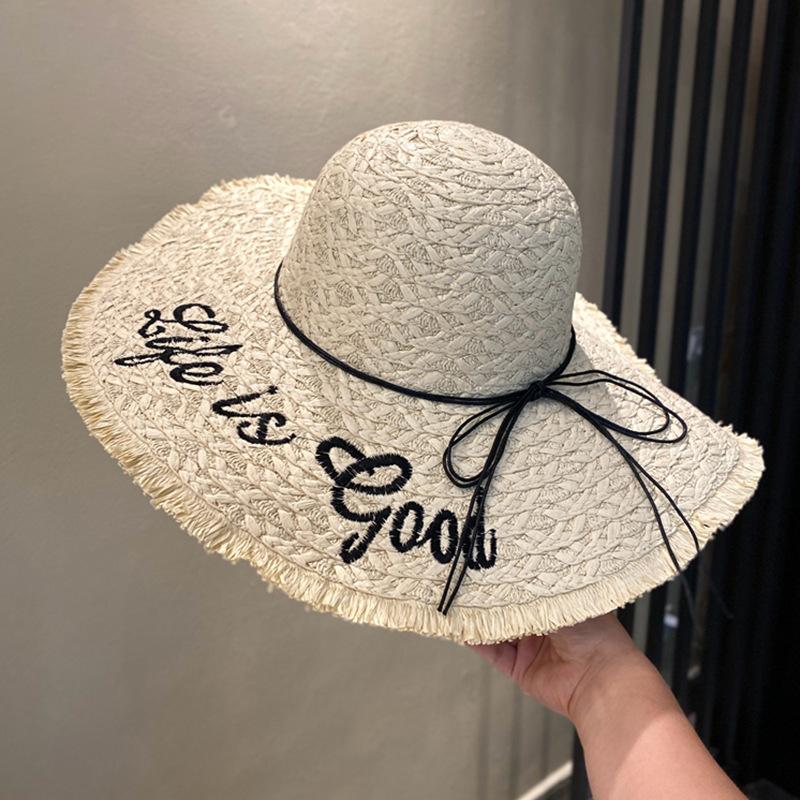Seaside Beach Hat Lace Straw Hat Children Summer Visor Breathable Sunscreen Bucket Hat Vacation Style Straw Hat