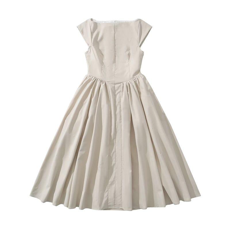 Kaslead New Arrival Women's Clothing Fashion Style Fashion French Style Without Straps Chinese Mesh Patchwork Dress