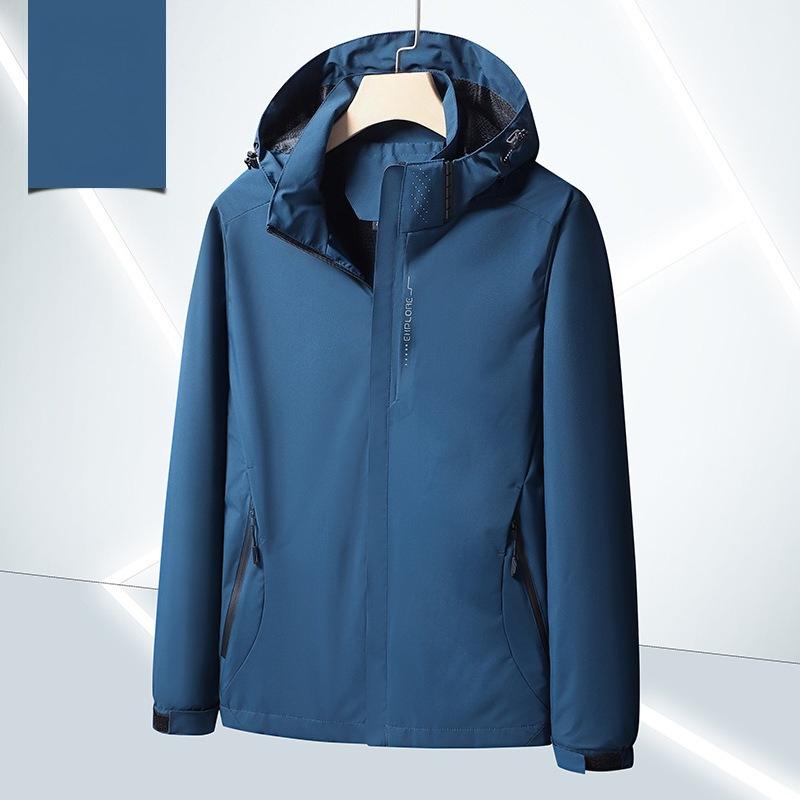 Men's Waterproof Windproof Jacket with Hood Lightweight Outdoor Raincoat for Hiking Climbing