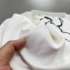 Women's White Round Neck Puppy Print T-Shirt - Short Sleeve, Loose, Versatile, Slimming Top for Spring/Summer