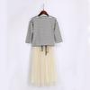 YUBAOBEI Girls Set Spring Teens Children Clothing Striped Full Sleeved T-Shirt + Long Tulle Skirts 2 Pcs Sets