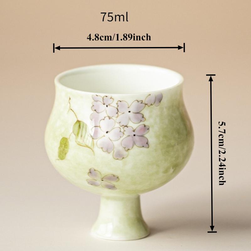 Hand-painted Hydrangea Tea Cup Household Ceramic Kung Fu Tea Set Chinese Master Cup Coaster Teaware Drinkware Kitchen Supplies
