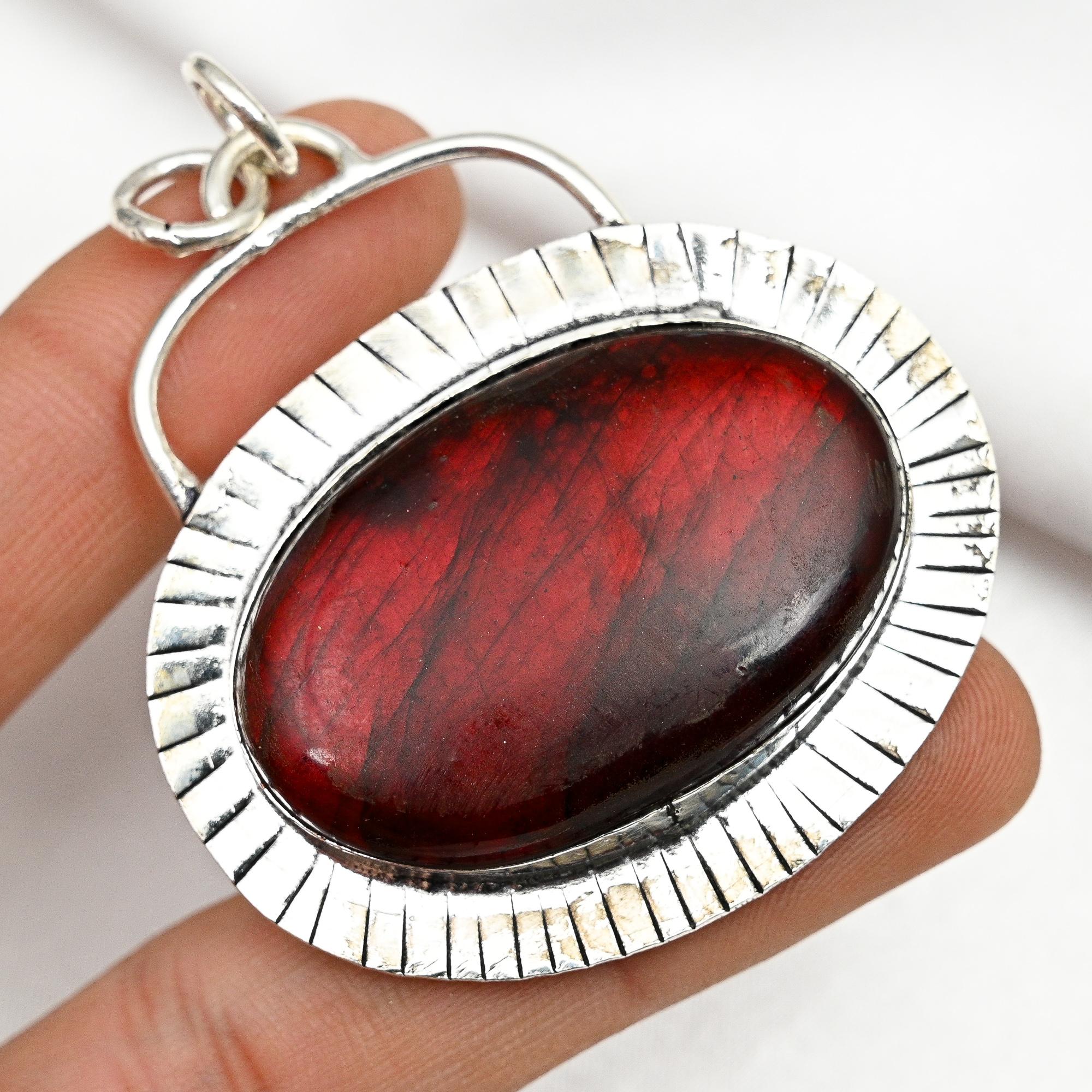 

Подвеска с красным лабрадоритом, ювелирные изделия из стерлингового серебра 925 пробы, изящная подвеска с драгоценным камнем ручной работы, для подарка, дизайнерские ювелирные изделия 2.13 Inches красный