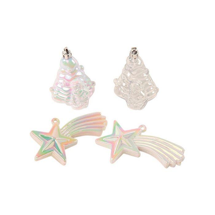 4 boules de sapin de noel et etoile blanc