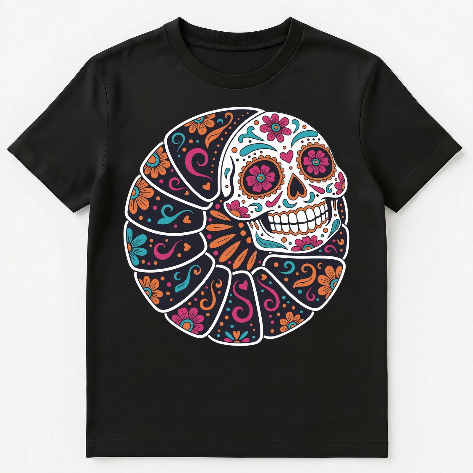 Isopod Fan Floral Sugar Skull Dia Muertos Unisex T-Shirt 4XL