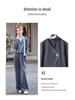 Stylish Spring 2025 Women's Patchwork V-neck Jacket & Wide-leg Pants Two-piece Set