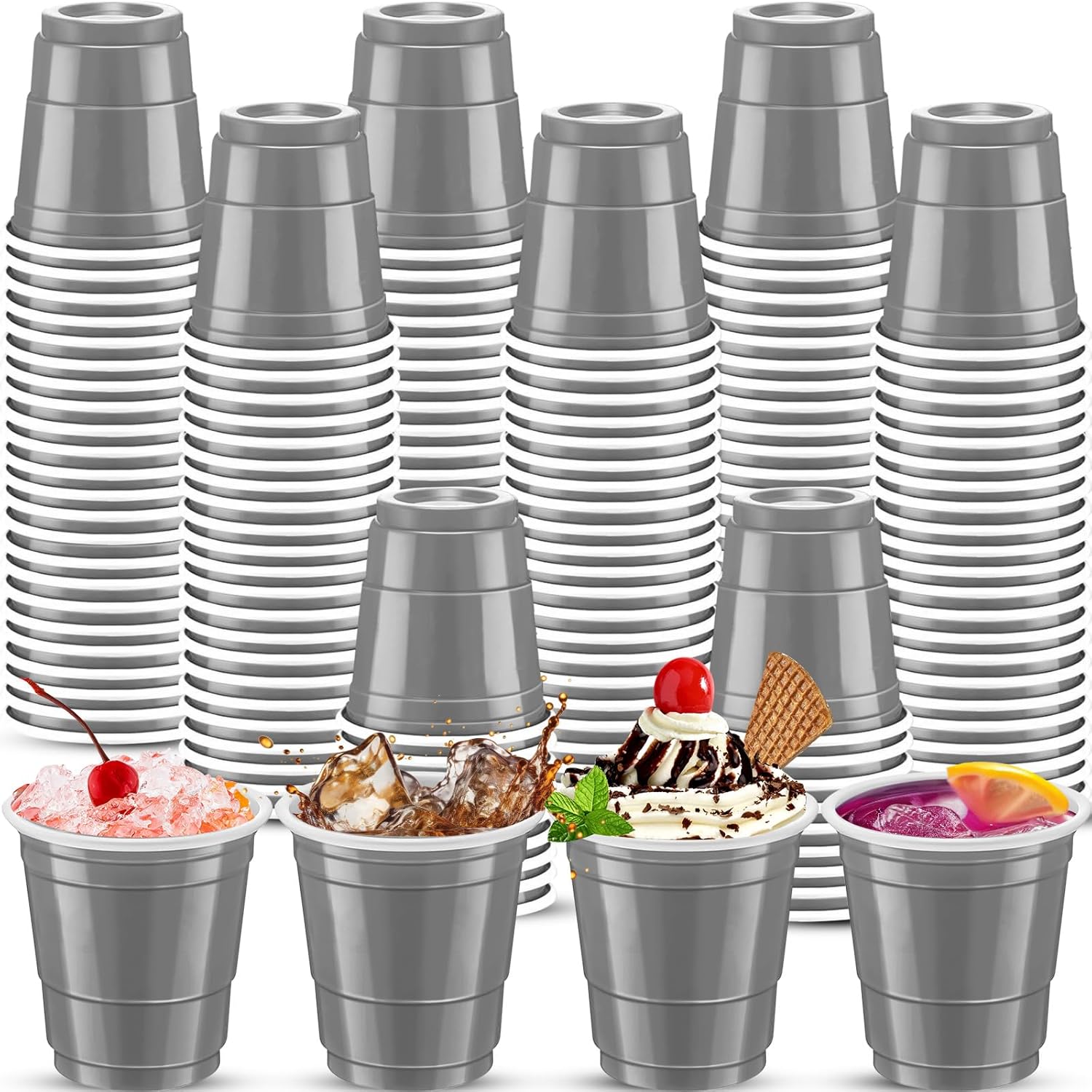 

200Pack 2OZ Mini Party Cups Plastic Shot Glasses Red Disposable Cups for Christmas Birthday Wedding Holiday Celebrating Party 50ml