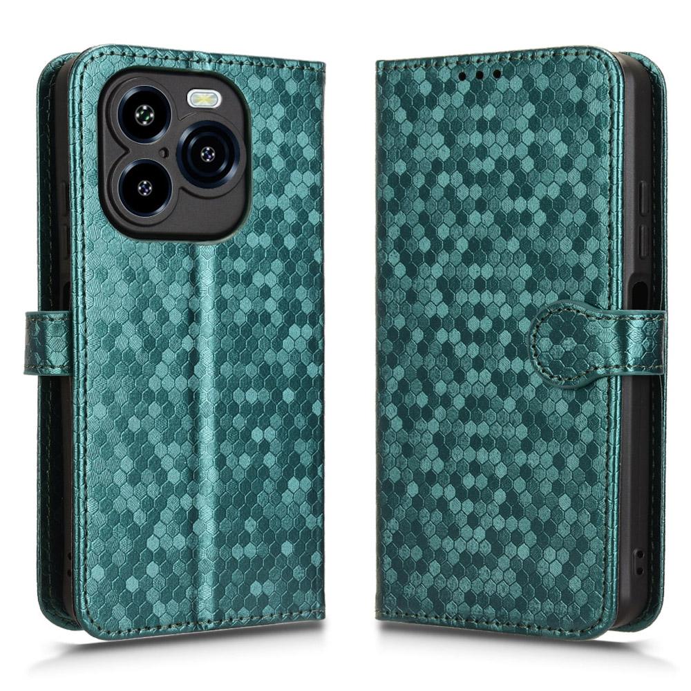 

For Oukitel C65 Pro/C65 Wallet Case Dot Pattern Imprint PU Leather Phone Cover with Wrist Strap Green