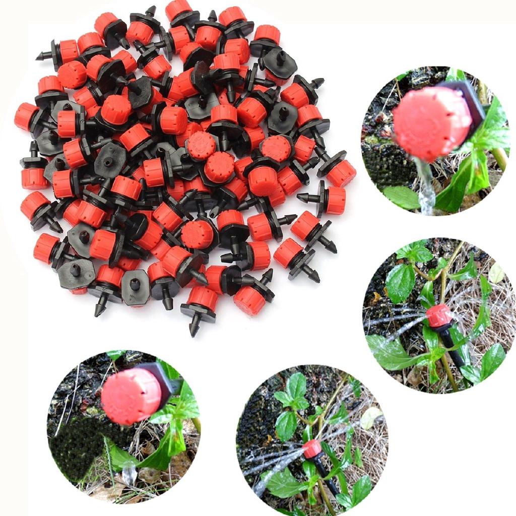 Adjustable Micro Drip Irrigation System 1/4” Watering Sprinklers Anti-clogging Emitter Dripper