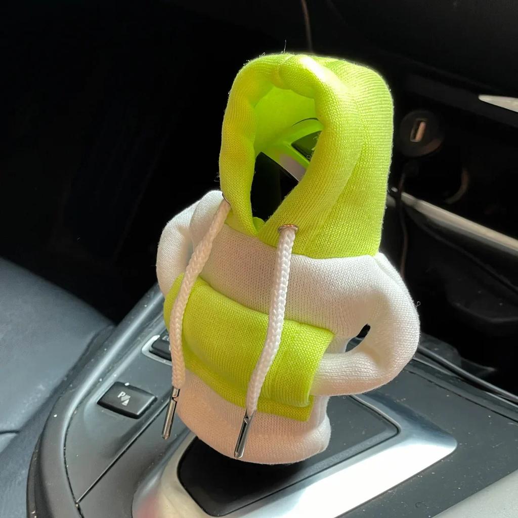 Fashion Hoodie Car Cute Cartoon Gear Shift Knob Cover Gearshift Handle Gear Lever Decorative Hoodie Cover Auto Interior Accessor