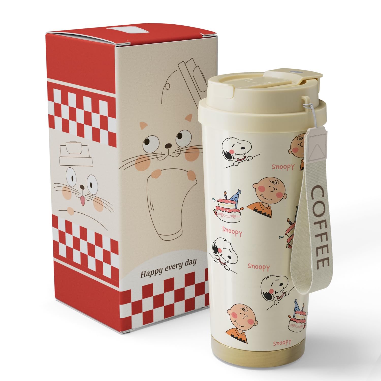 

Snoopy Mug, Water Bottle, Thermos, Coffee Cup, Stainless Steel, 2-Way Insulation, Hot & Cold, Vacuum Insulated, Leak-Proof, Large Capacity, Direct