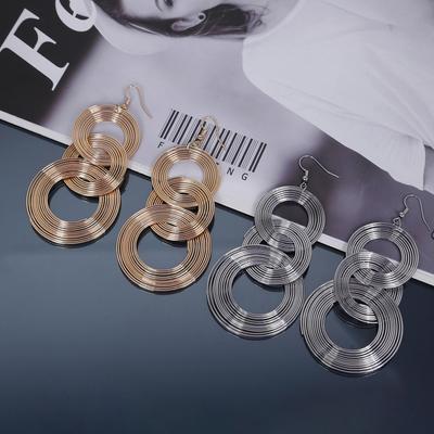 Unique Geometric Metal Earrings with Long Pendant, Simple and Elegant Daily Wear