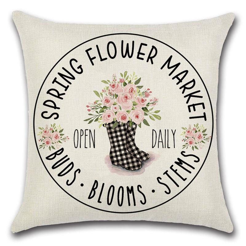Pillow Case Spring Throw Pillow Case Flower Truck Farm Print Home Decor Cushion Cover Back Cushion