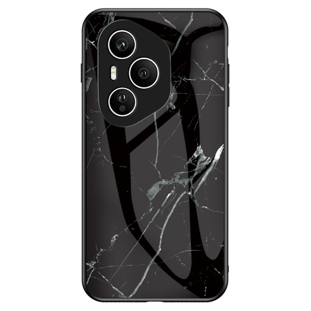 For Honor 400 Pro 5G (Global) Case Marble Pattern Tempered Glass+PC+TPU Protective Phone Cover