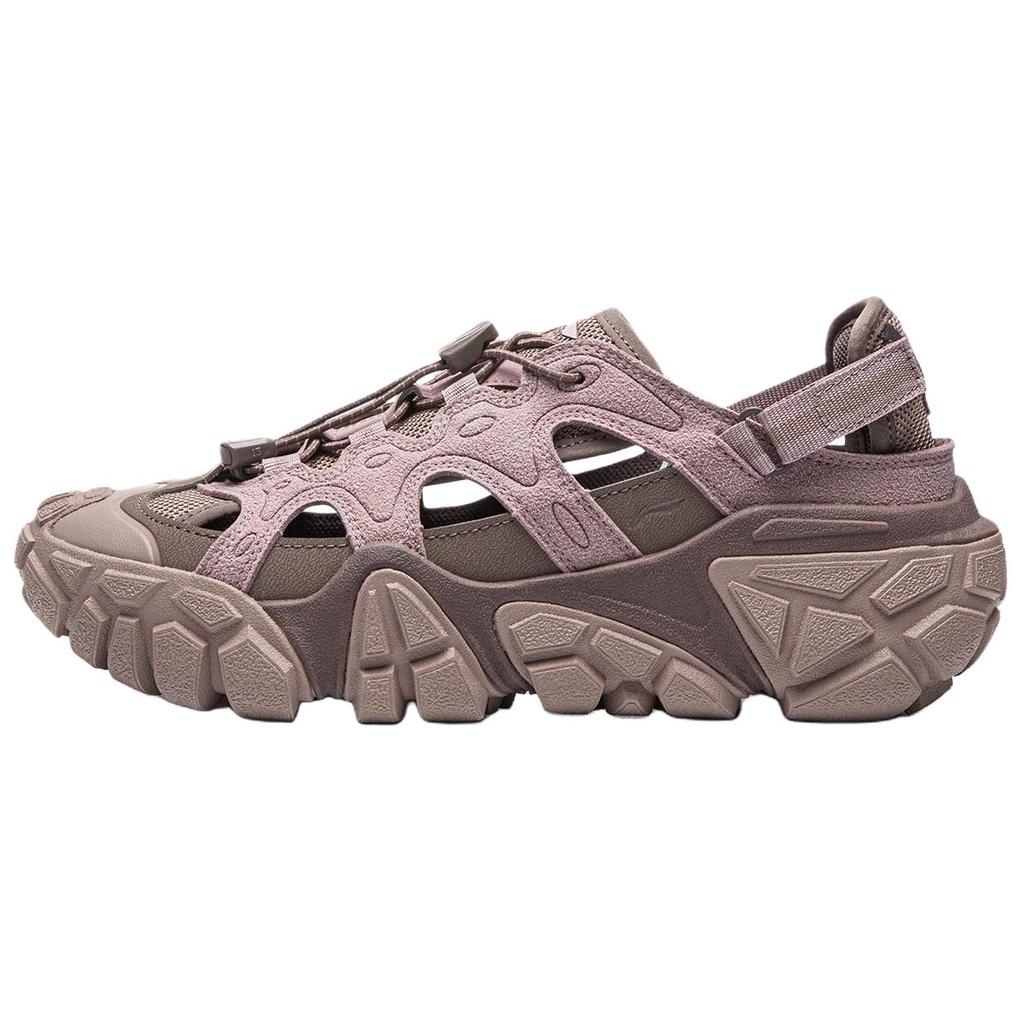 Li Ning Sand Dune Synthetic Leather, Textile Breathable River Trekking Shoes Women's Rose Umber AGUW028-4