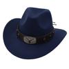 Top Hat Western Cowboy Hat Tibetan Jazz Hat Felt Hat Bull Head Belt Buckle Riding Hat Sun Hat