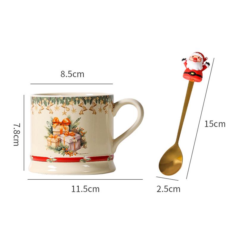 Christmas Pattern Mugs Porcelain Cup Christmas Gifts Tableware Coffee Mug Dining Table Afternoon Tea Teacup Fruits Juice Cup