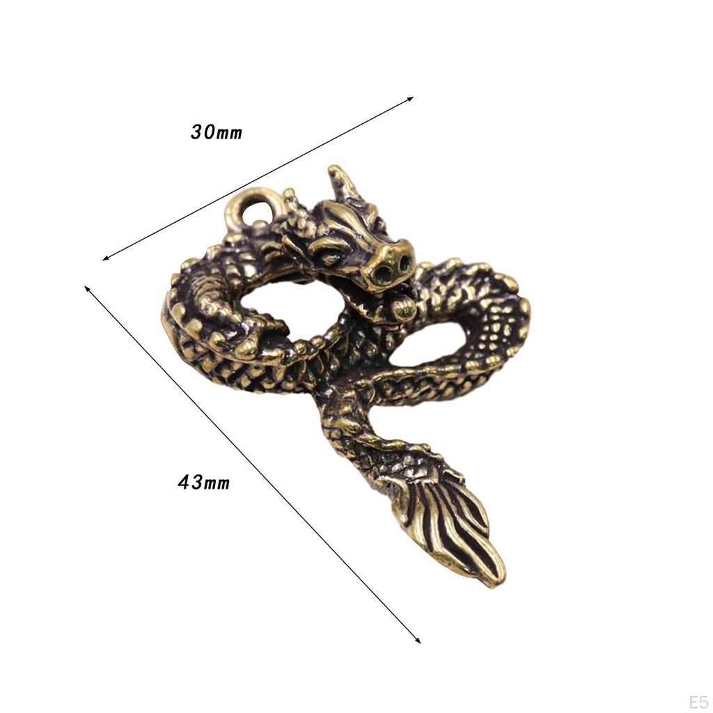 Brass Mini Chinese Dragon Keychain Pendant Cute for Year
