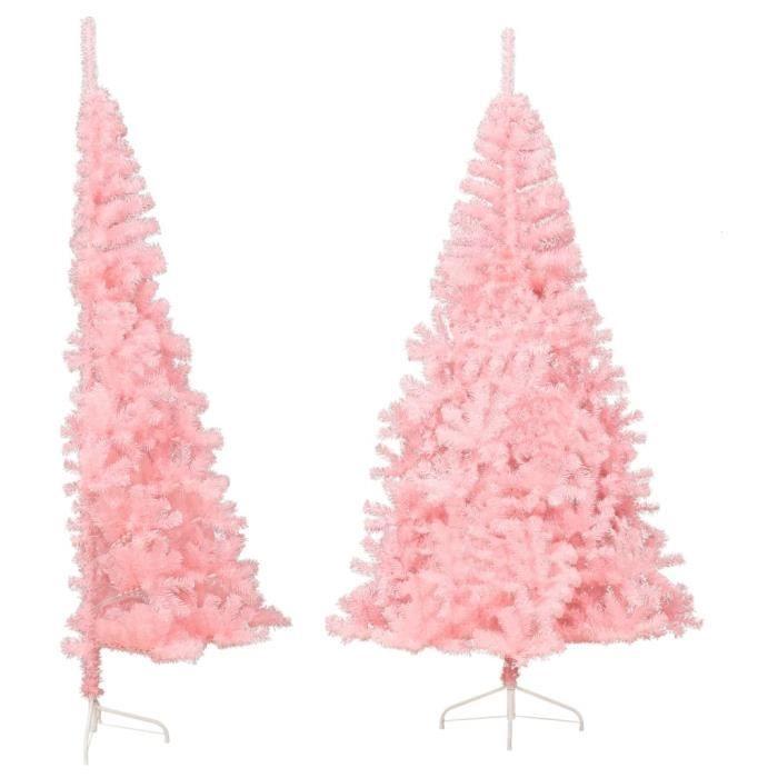 VidaXL Demi sapin de Noël artificiel avec support Rose 240 cm PVC 344674