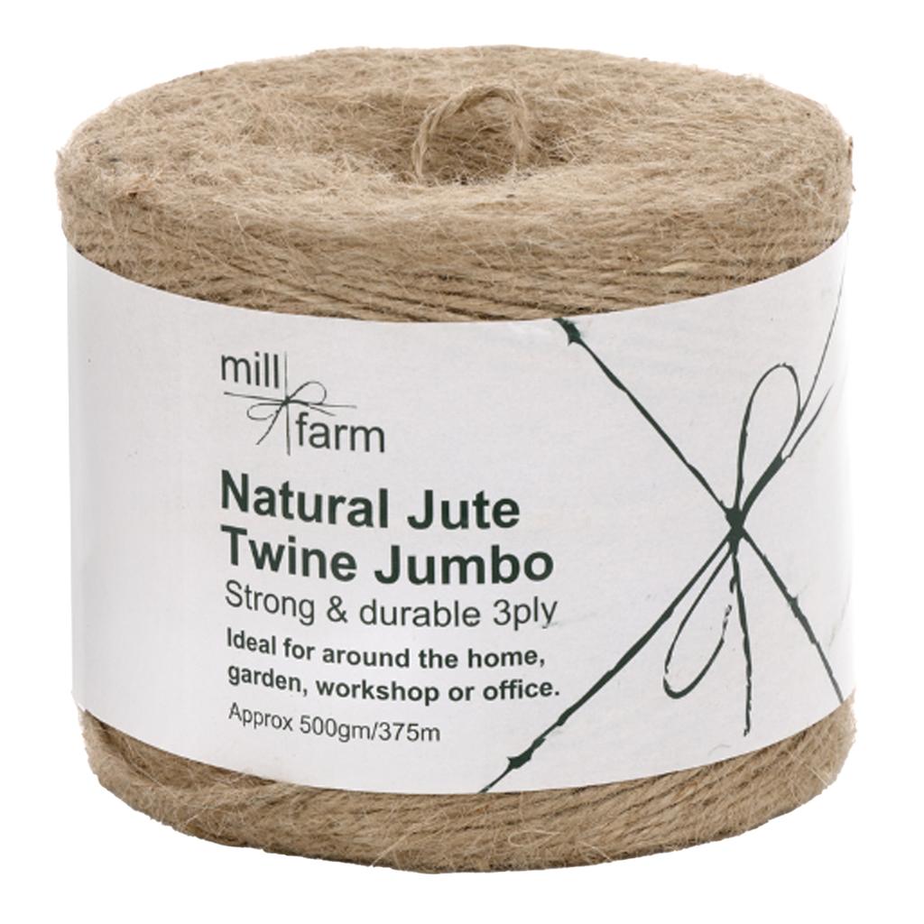 Mill Farm 3ply Natural Jute Twine Spool Jumbo 500g/ 375m