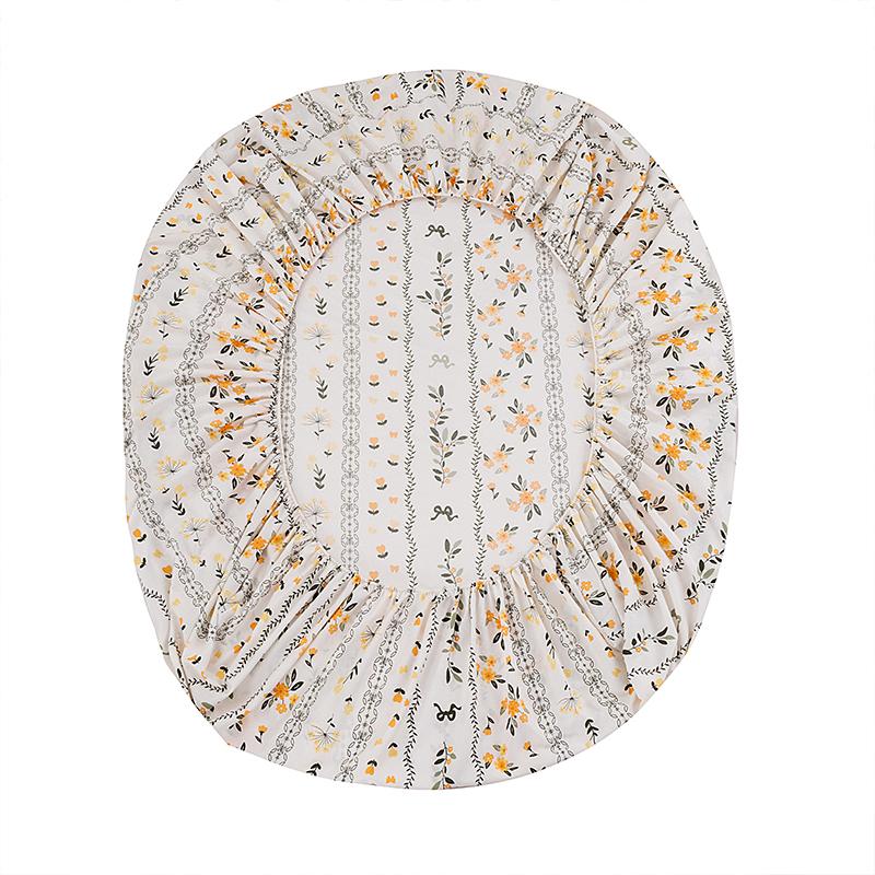 3Piece Green Leaf Orange Flower With Bed Linen Elastic Design Mattress Protective Cover 1Fitted Linen 2Pillowcases Flower Patterns