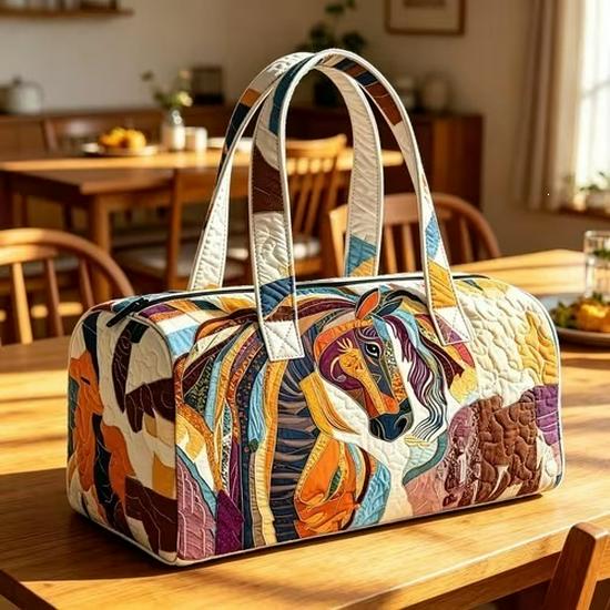 3D-Printed Quilted Cotton Women's Travel Yoga Handbag