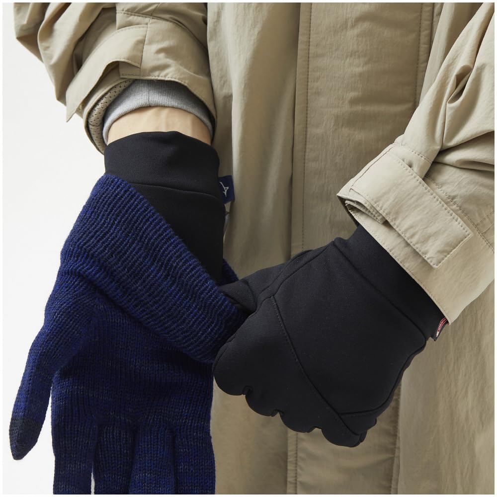 Stretch Fleece Breath Thermo Touchscreen Size M Gloves, Heat-Generating Material, Compatible, Winter, Unisex, Black,