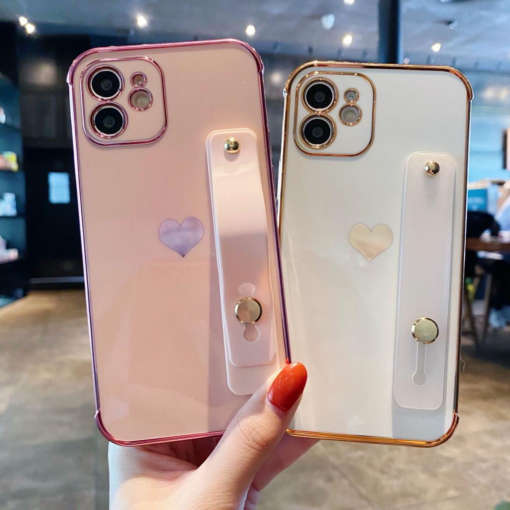 Side electroplated love wristband case 17Promax for Apple 16Pro mobile phone case 13/14/15 soft case XR