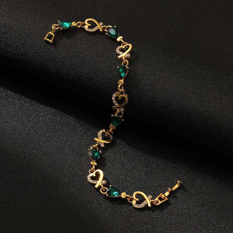 Love Fashion Hand Ornament Openwork Air Quality Flower Diamond Lady Bracelet Alloy Heart Bracelet Women
