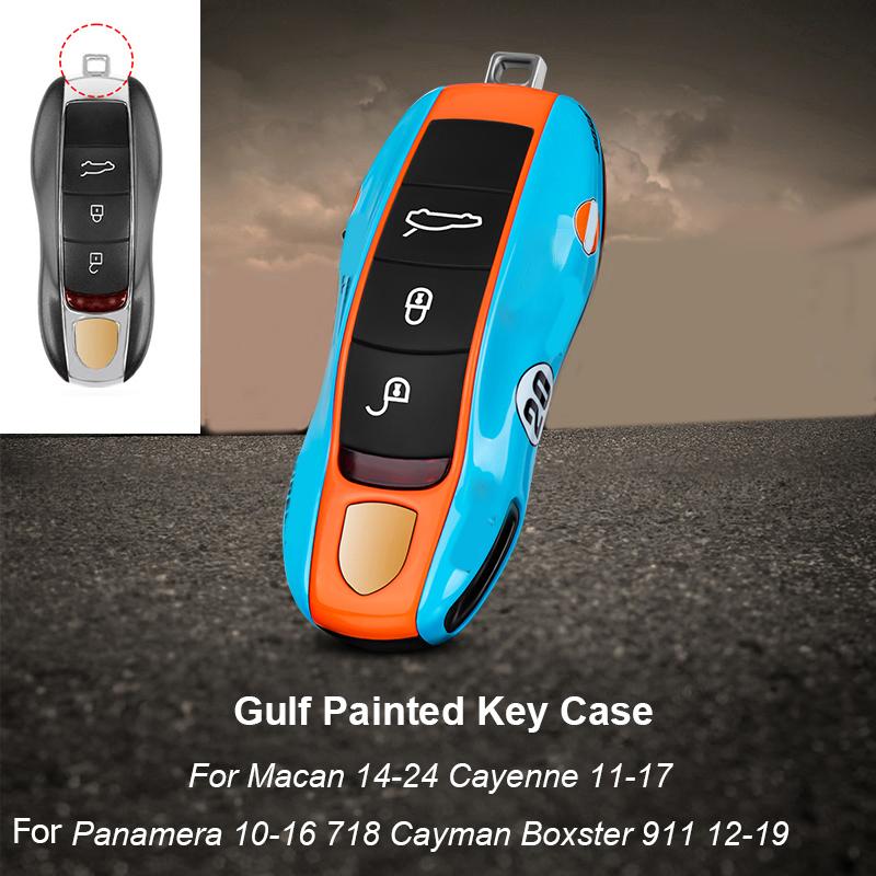 For Porsche Panamera Cayenne Macan 718 Cayman Boxster 911 Taycan Car 92 Personalized Key Case Protective Shell Remote Fob Cover