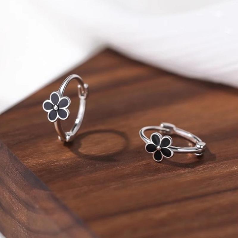 925 Silver Needle Flower Plant Mini Hoop Earrings For Women Classic Jewelry Light Accessories