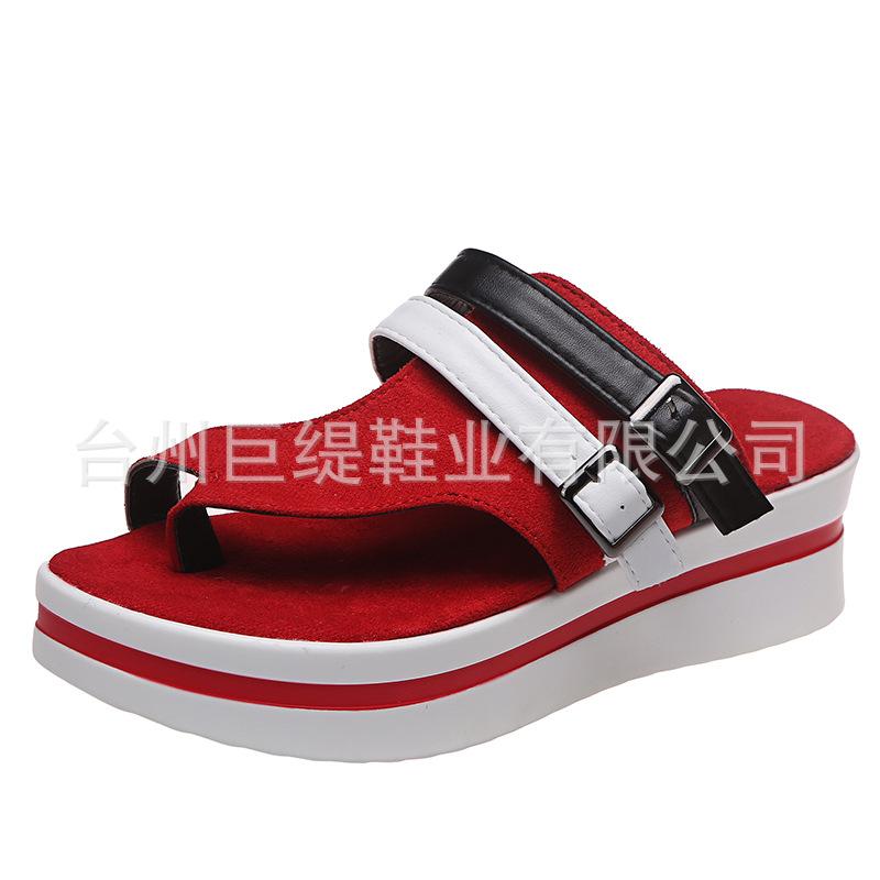 

2025 summer giant large size spot women s shoes foreign trade new perennial stock Roman buckle women s platform sandals 35 красный