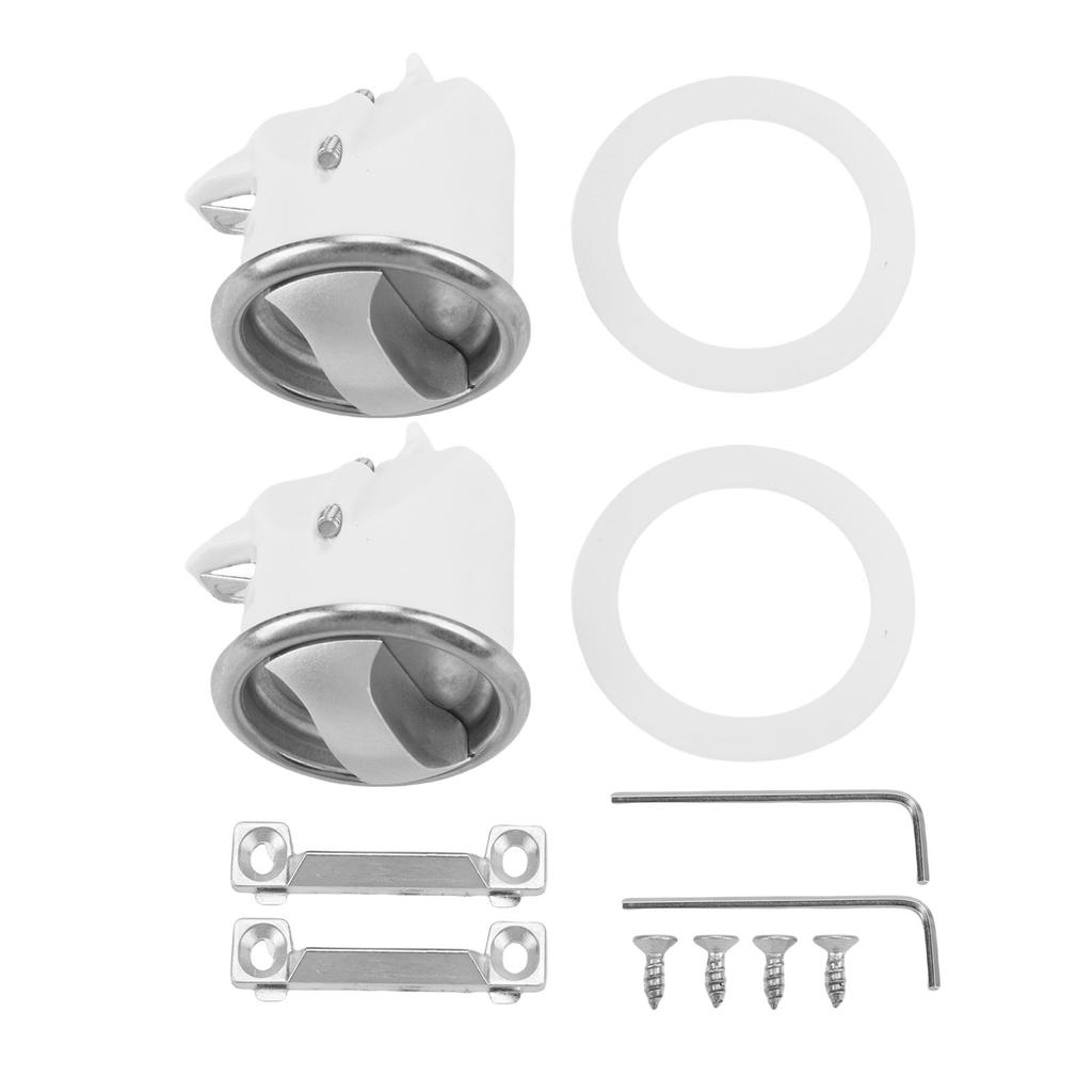 2 Set Toilet Mobile Door Lock 43mm Diameter Hole Opening Elegant Sliding Door Lock Kit for 15 To 18mm Thickness White