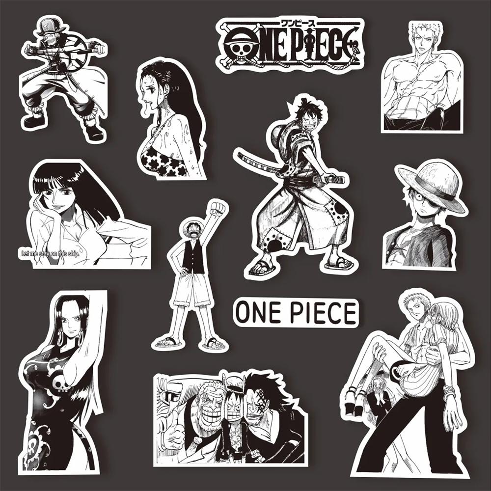 10/30/65pcs Black White Anime ONE PIECE Stickers DIY Laptop Motorcycle Travel Luggage Car Skateboard Bike Waterproof Sticker Toy